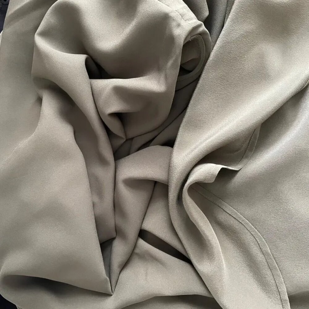 AllSaints Alex Silk Shirt Tunic Dress Olive Green Black Applique UK 10 US 6 - Picture 16 of 16